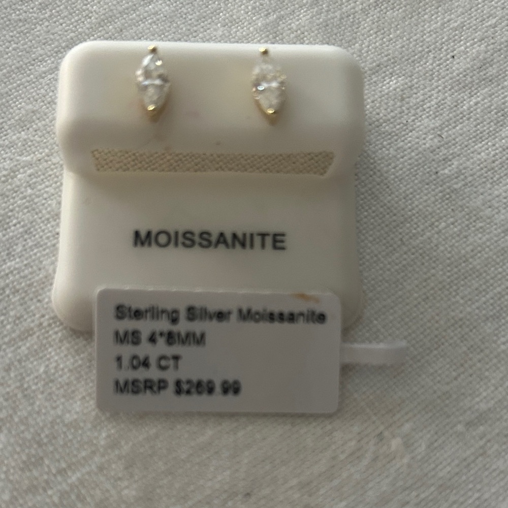 Gold over Sterling Silver Moissanite Teardrop Stud Earrings 1.04 CTW